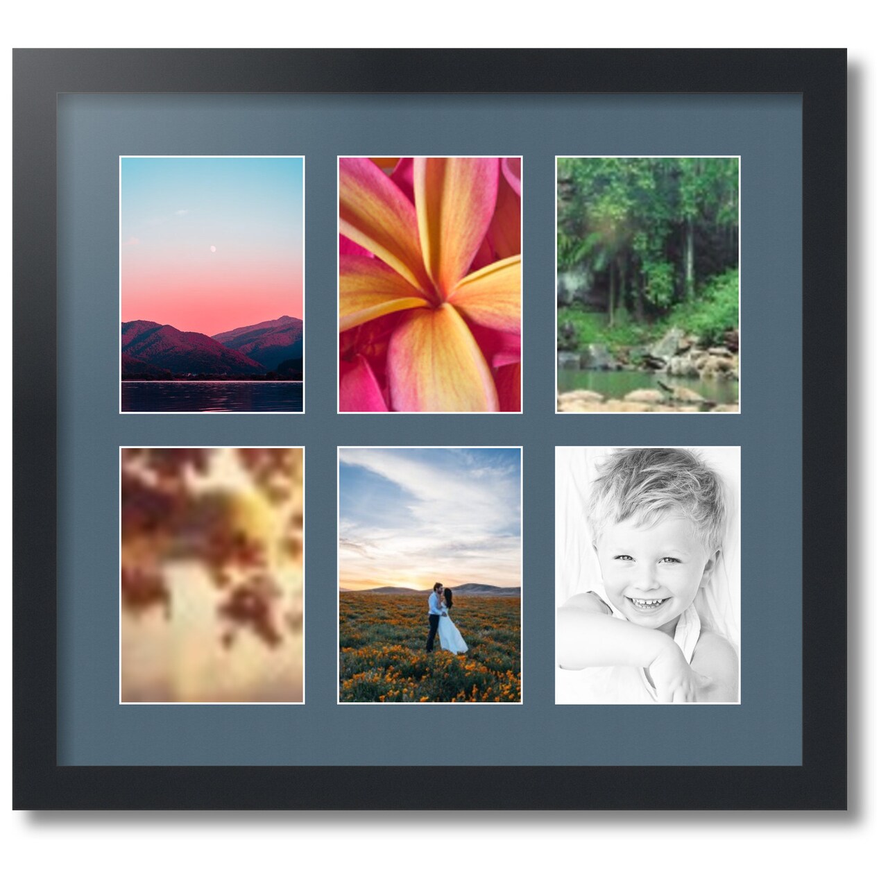 ArtToFrames Collage Photo Picture Frame with 6 - 5x7 inch Openings, Framed in Black with Over 62 Mat Color Options and Plexi Glass (CSM-3926-2041)